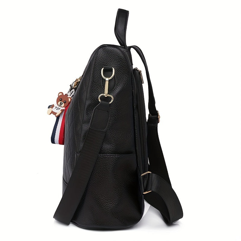 Rhombus Embossed Backpack Purse Anti-theft School Bag