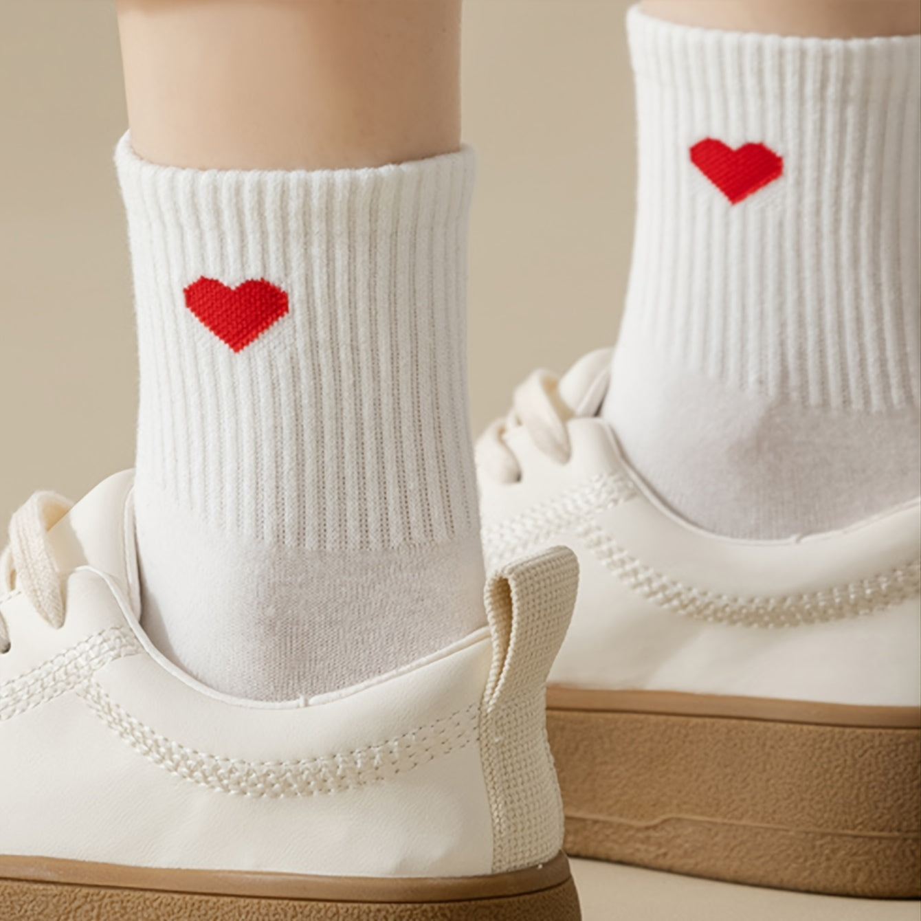 5pairs Heart Embroidery Mid Tube Socks Women's Stockings Pack