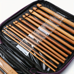 20pcs Bamboo Handle Crochet Set DIY Knitting Needle For Arthritic Hands