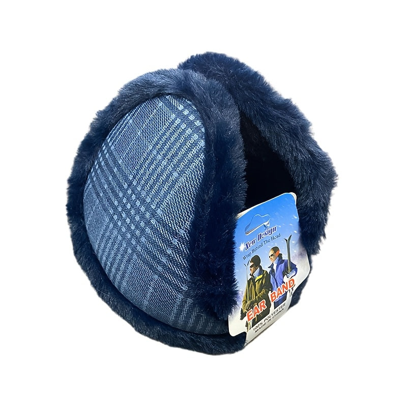 Men's Plaid Winter Ear Covers - Outdoor Cycling Warm Ear Warmers