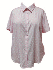  Polka Dots Button Up Short Sleeve Blouse