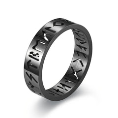 Minimalist Men's Hollow Viking Rune Stainless Steel Ring