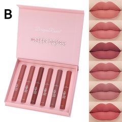6-Piece Lip Glaze Set, Non-Stick Cup Nude Skin Lip Gloss
