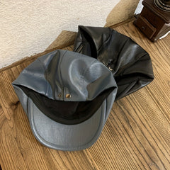 British Retro Leather Beret Hat Men's And Women's All match Newsboy Hat