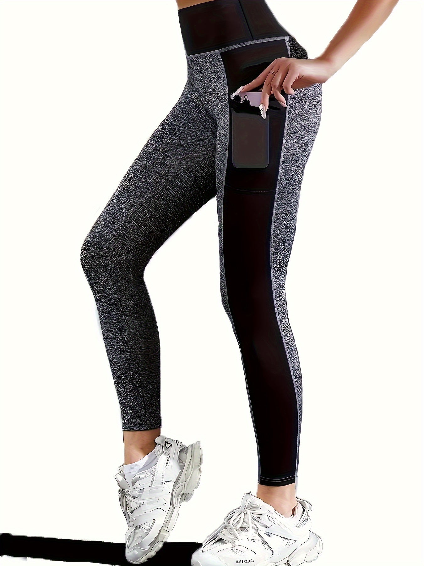 High Waist Skinny Yoga Pants with Mesh Stitching