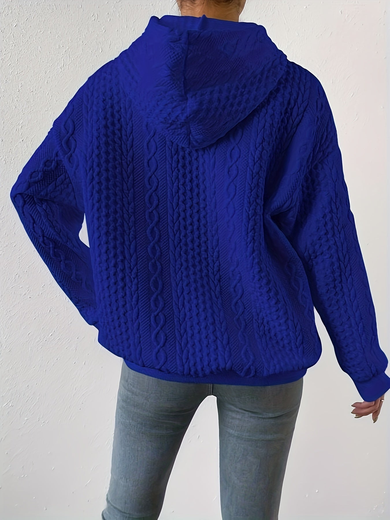 Solid Texture Hoodie Long Sleeve Sweatshirt