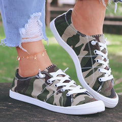 Women's Camo Canvas Shoes Lace Up Lightweight Casual Low Top Shoes