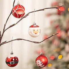 9pcs Santa Claus Christmas Ball Decoration Plastic Painted Ball Pendant