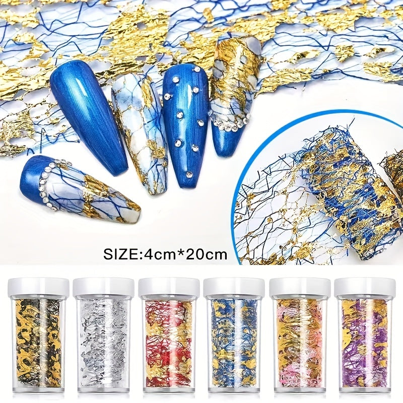 Holographic Nail Foil Flakes Stickers 3D Glitter Line Decoration