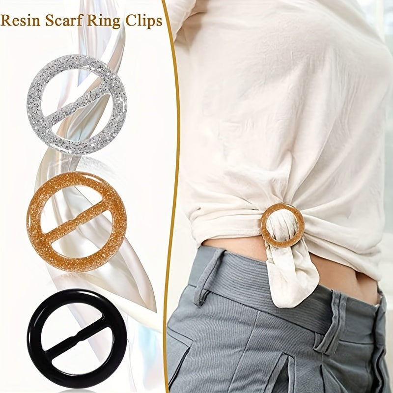 Glitter Round Waist Buckle Scarf Shawl Clip Clothing Brooches 6pcs Set