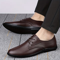 Men's Pointed Toe Leather Lace up Oxford Shoes Soft Sole