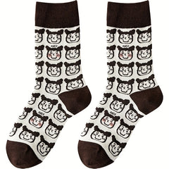 5 Pairs Cartoon Print Comfy Mid Tube Socks Women's Stockings