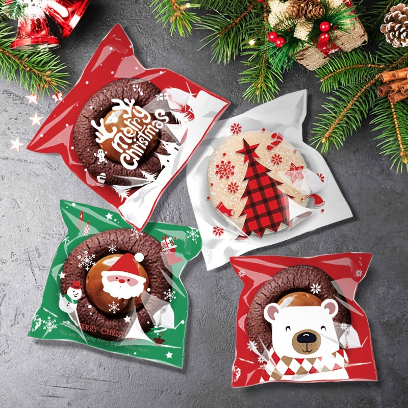 100pcs Santa Claus Pattern Gift Bag for Christmas Celebration