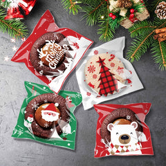 100pcs Santa Claus Pattern Gift Bag for Christmas Celebration