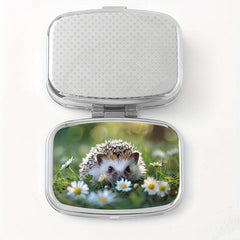 Sunshine Hedgehog Printed Square Pill Box Mini Portable Two Compartment Travel P