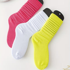 3 Pairs Slouch Crew Socks Cozy & Breathable Women's Stockings