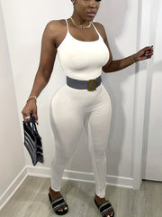 Sexy Spaghetti Bodycon Jumpsuit Sleeveless Workout Summer Jumpsuit Women