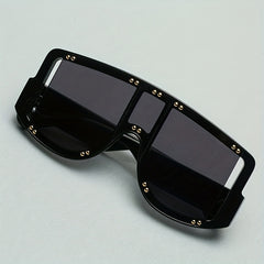 Large Frame Square Rivet Colorful Sunglasses Punk Conjoined PC Sunglasses