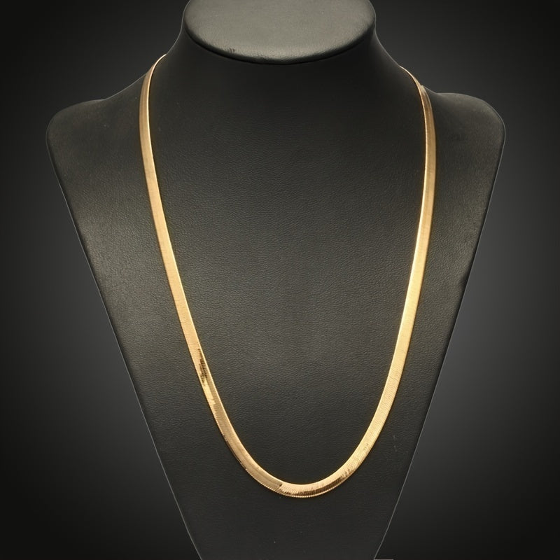 2pcs Men's Snake Chain Necklace & Bracelet Set Hip Hop Accessories