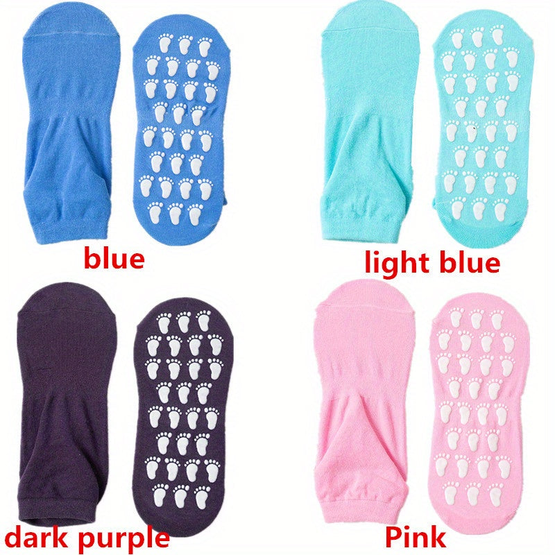 4 Pairs Cozy Yoga Socks Low Cut Anti-Slip Gripper Socks