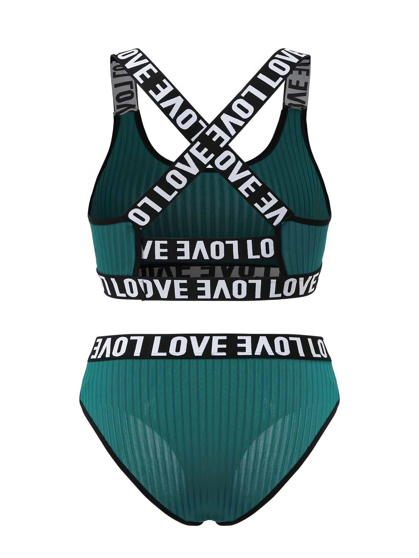 Letter Print Bra & Panties Lingerie Set