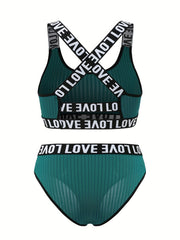 Letter Print Bra & Panties Lingerie Set