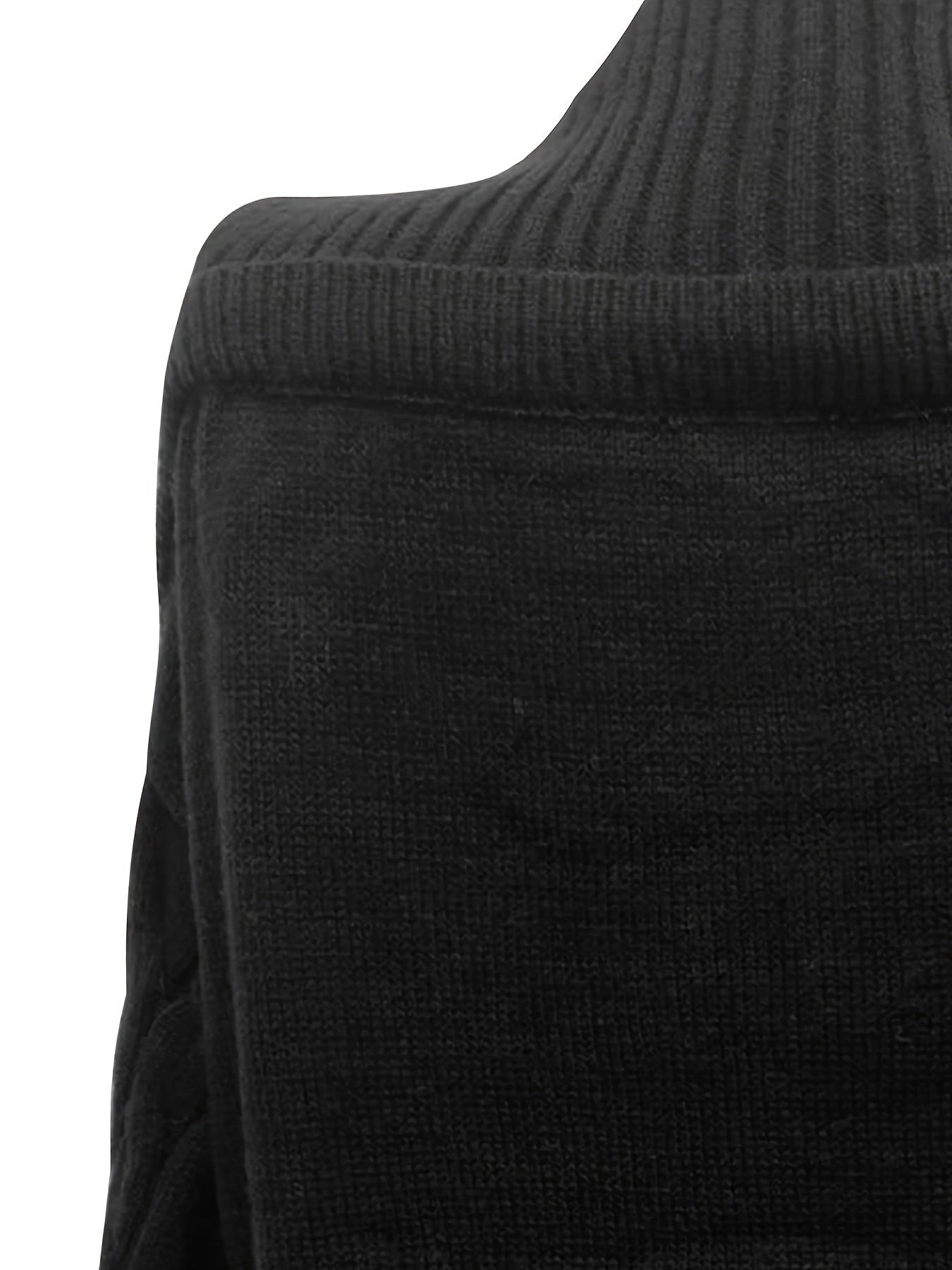 Colorblock Cable Lantern Sleeve High Neck Jumper