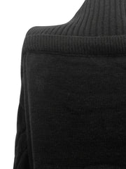  Colorblock Cable Lantern Sleeve High Neck Jumper