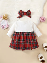 Baby Girls Plaid Dress and Headband Set