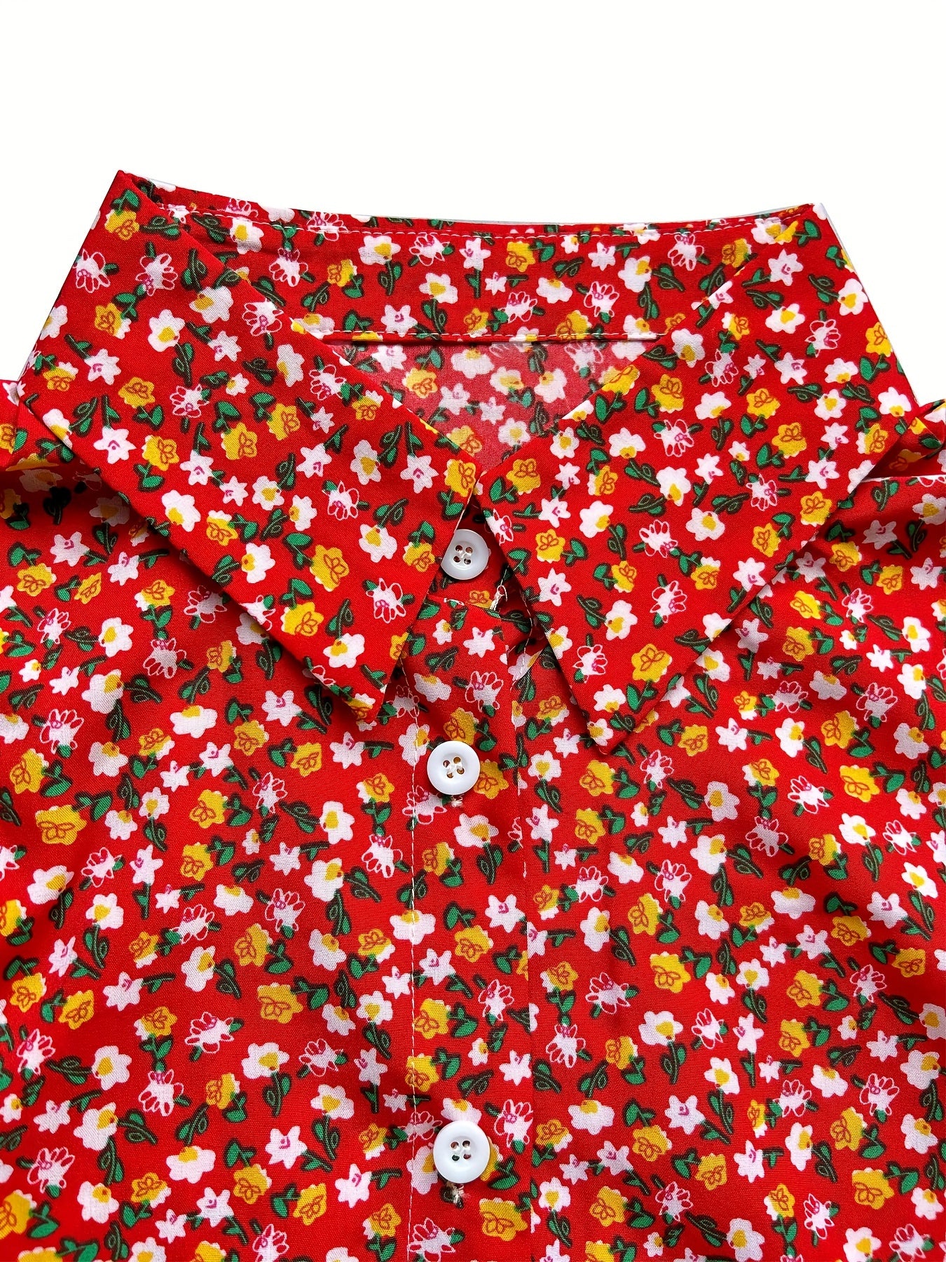 Boho Blouse Plus Size Women's Ditsy Floral Print Long Sleeve Shirt