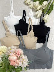 4 Seamless Solid Bralettes Comfortable Adjustable Straps Intimates Bra