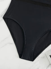  Modest Swimsuit Coloblock Stripe Print One Piece Bathing Suit