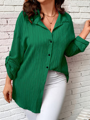  Women's Solid Button Up Blouse