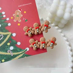 10pcs Christmas Gingerbread Man Resin Ornament DIY Decoration Accessories