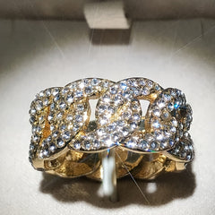 Zircon Inlaid Chain Ring For Men