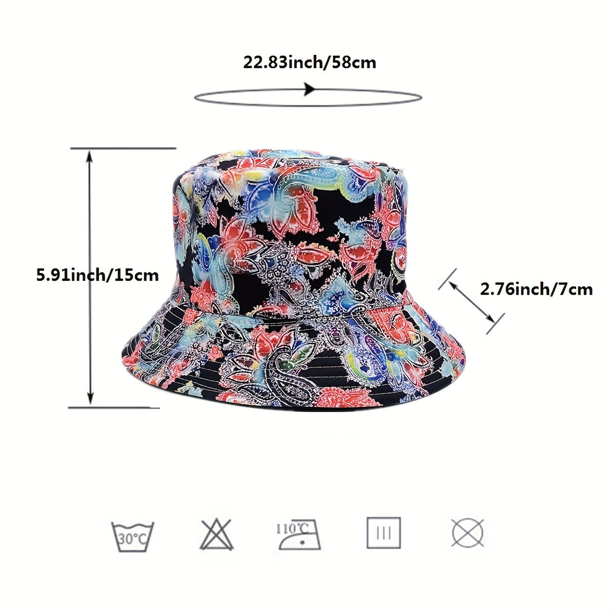 Vintage Paisley Print Bucket Hat Reversible Lightweight Sun Hat for Women Men