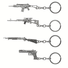 4pcs Mini Weapon Model Keychains Key Rings Car Key Bag Decoration