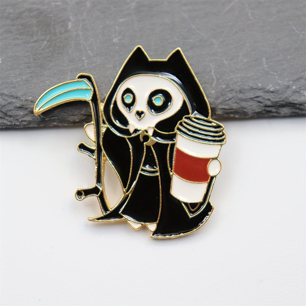 Cartoon Grim Reaper Brooch for Men Backpack Collar Jewelry