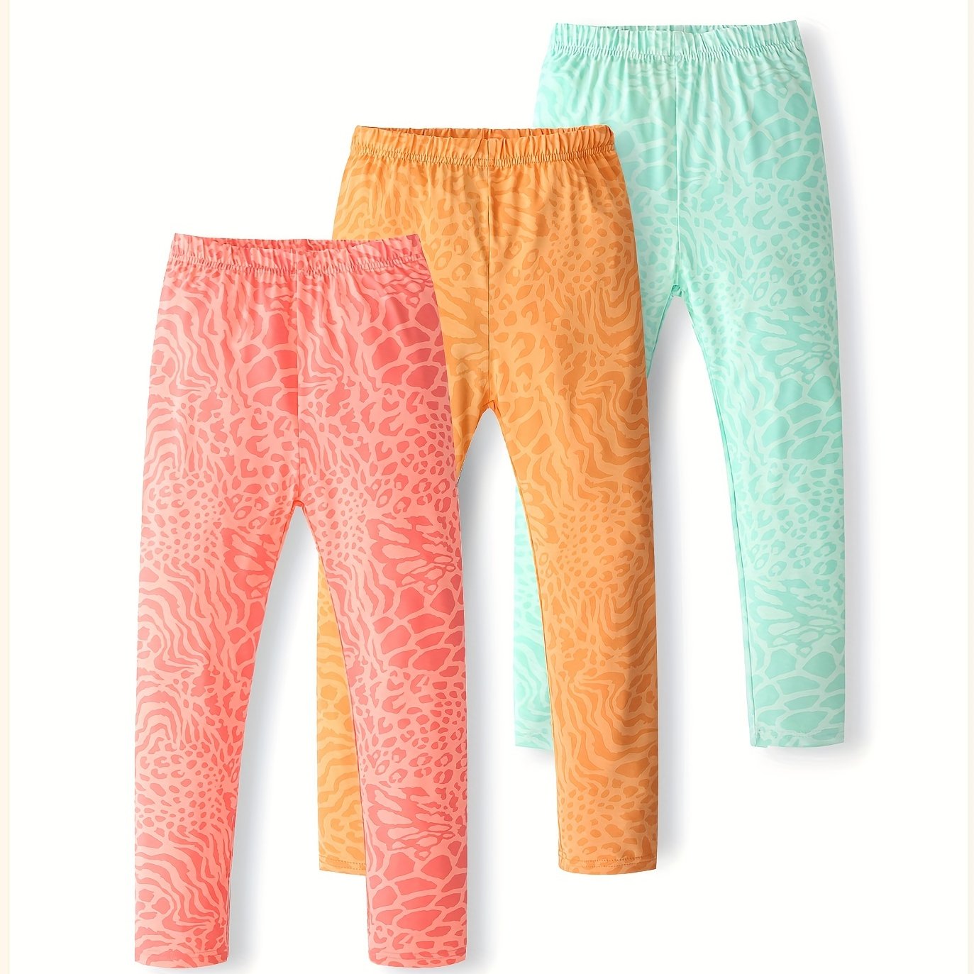 3pcs Leopard Leggings For Girls High Stretch Tight Pants