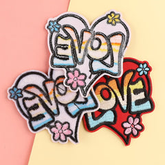 3pcs Love Pattern Embroidery Patches Fabric Art Decor DIY Clothes Accessories