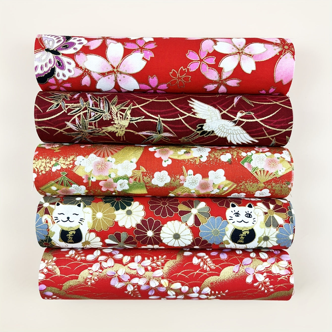 5pcs 19 24 DIY Red Printed Cotton Fabric Sewing Crafts Clothing Sewing Cloth DIY