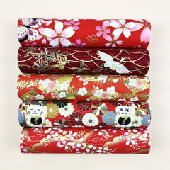 5pcs 19 24 DIY Red Printed Cotton Fabric Sewing Crafts Clothing Sewing Cloth DIY