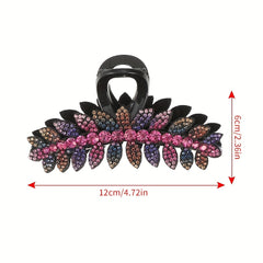 Crystal Leaf Hair Clips Large Rhinestone Barrette Jaw Clamp Vintage Hair Claws