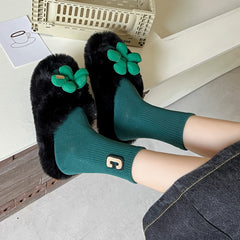 Crew Socks Comfortable Breathable 3D Textured Solid Socks Women's Stockings