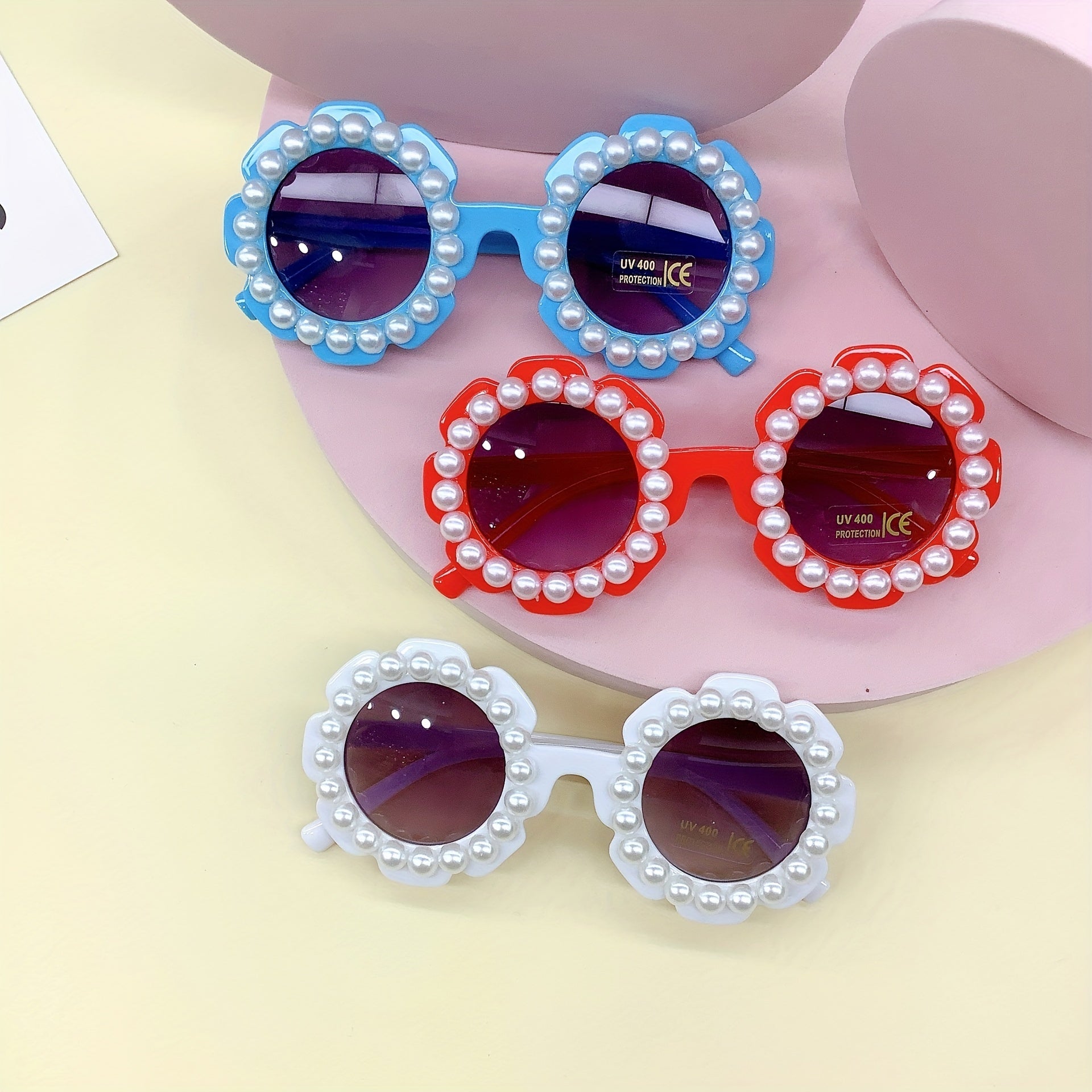 Y2K Flower Frame Faux Pearl Sunglasses UV Protective