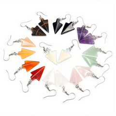 3 Pairs Arrow Head Natural Stone Drop Earrings