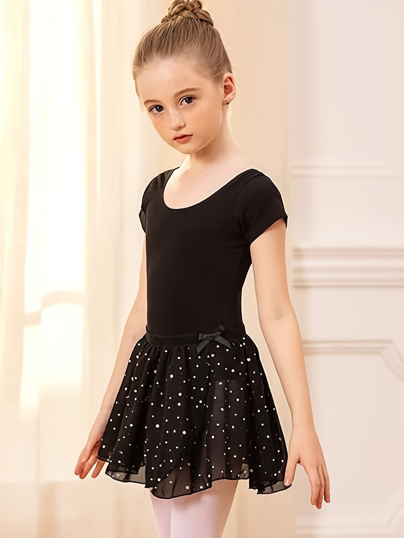 2pcs Girls Polka Dot Ballet Skirt Dance Gymnastics Cheerleading