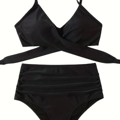  Solid Halter Bikini Set