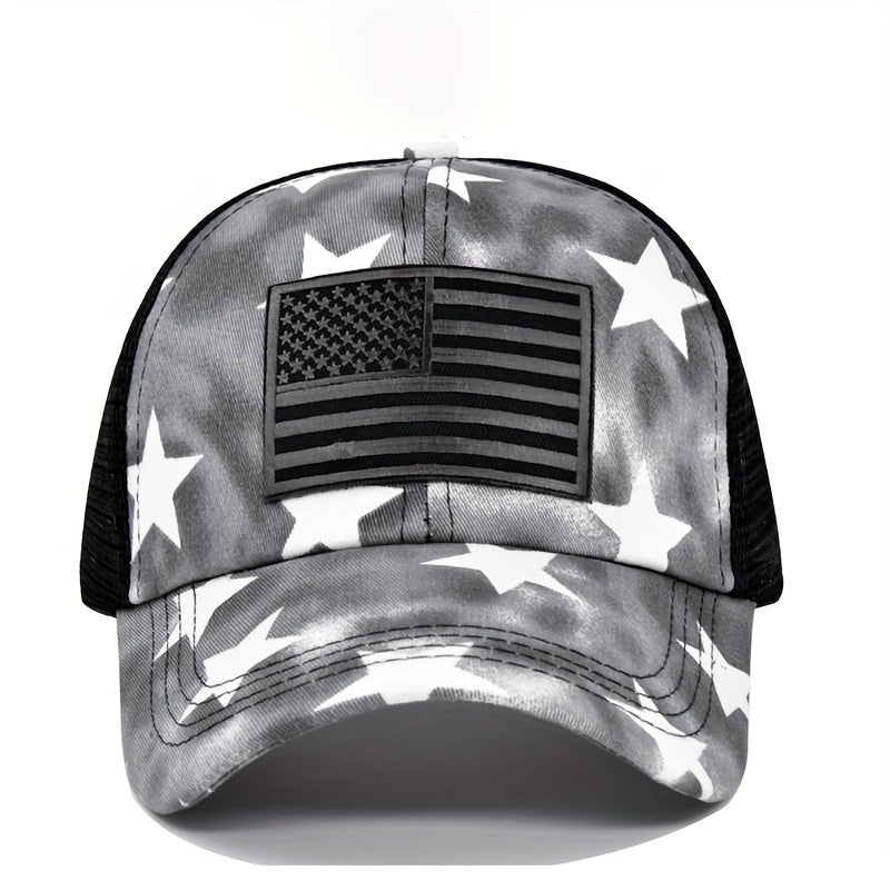 Pentagram Tie Dye Ponytail Baseball Cap Flag Embroidery Sports Hat