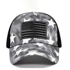 Pentagram Tie Dye Ponytail Baseball Cap Flag Embroidery Sports Hat